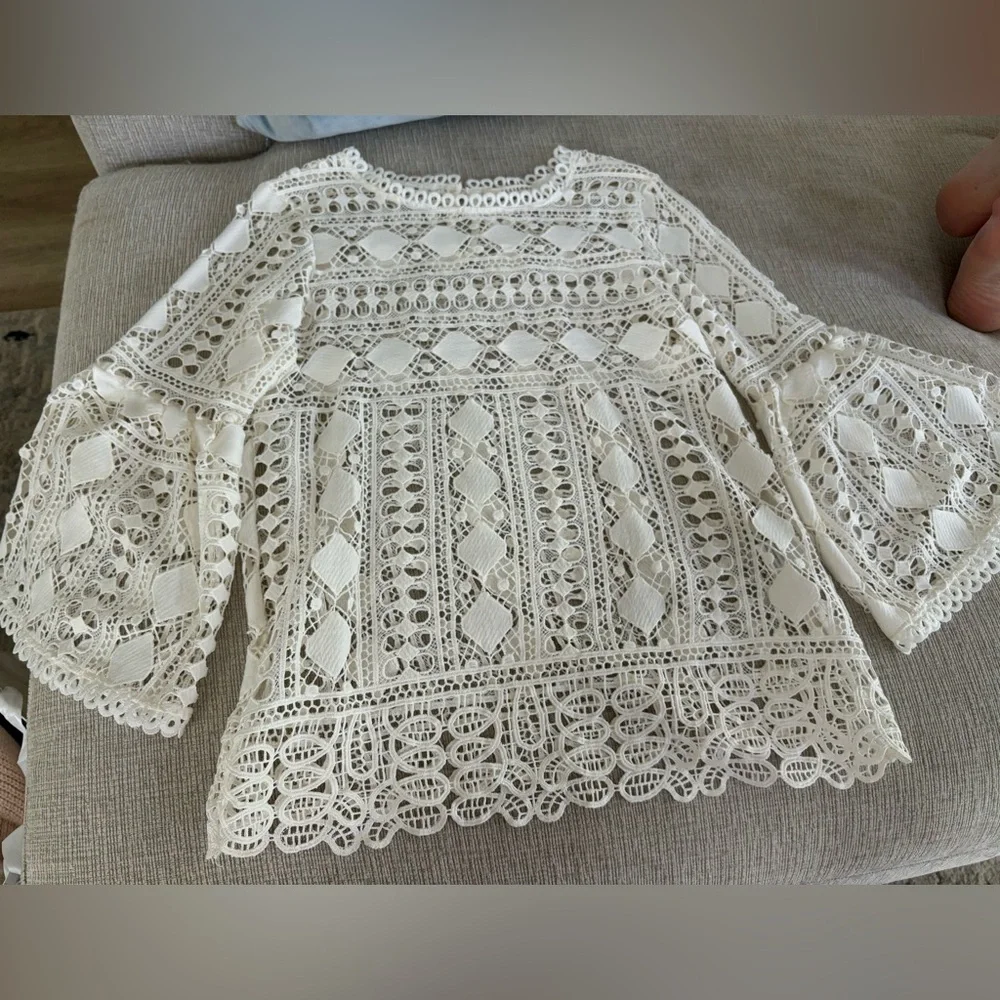 Ellison White Embellished 3/4 Sleeve Blouse - Picture 1 of 4